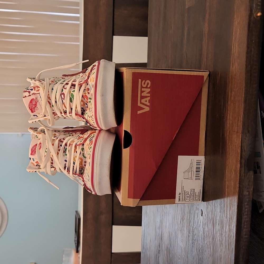 Vans sk8 high zip rainbow cheetah print